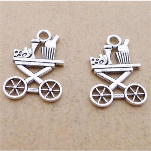 BULK 30 Zinc Alloy Party Theme Drink Trolley Charms Factory Custom Jewelry Accessories 21*15mm 1.2g