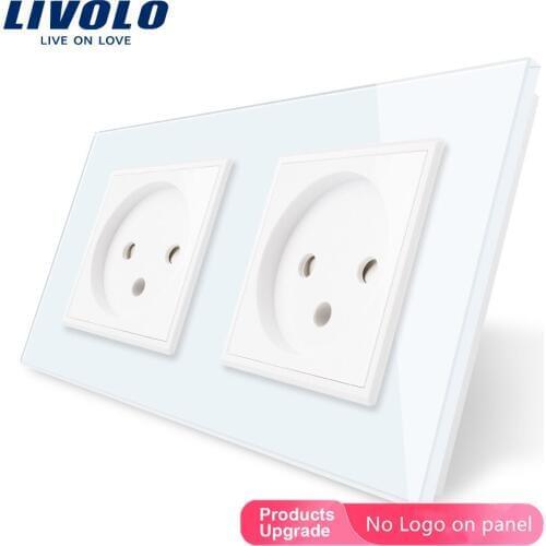 Livolo EU Standard double Israel Power Socket, Glass Panel, AC 100~250V 16A Wall Power Socket, VL-C7C2IL-11/12/13/15(4colors)