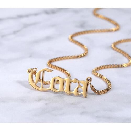 Mumuxing Customized Personality Lady Stainless Steel Necklace Personality Nameplate Pendant Personality Name Golden Necklace