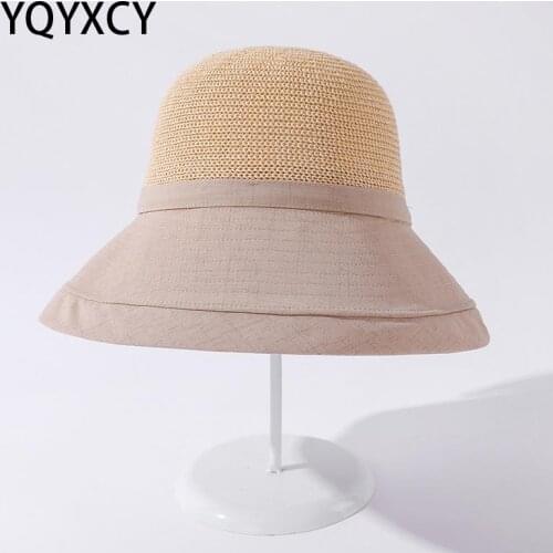 YQYXCY Bucket Hat Spring Summer Hats For Women Knitted Top Sunhat Outdoor Breathable Fashion Korean 2021 New