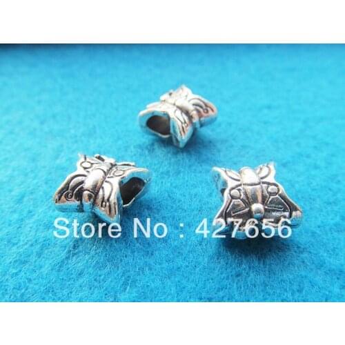 Antique Silver tone Heavy Butterfly Slider Spacer Beads Pendant Charm/Finding,for Bracelet & Necklace,DIY Accessory