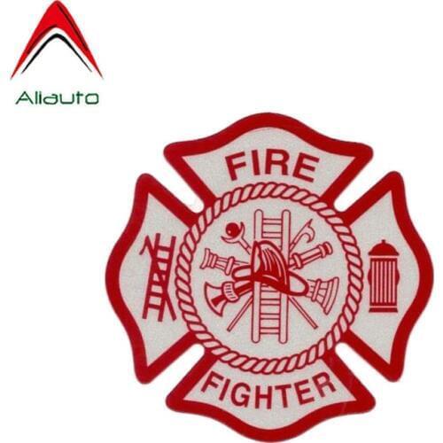 Aliauto Warning Fire Fighter Funny Decal PVC Cover Scratch Creative Car Sticker Waterproof Suncreen Vinyl,14cm*14cm