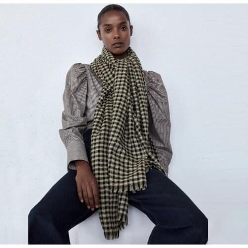 Winter Soft Cashmere Scarf Women Black Plaid Scarves Female Shawl Wraps Thicken Warm Unisex Basic Blanket Tassel Pashmina Stoles