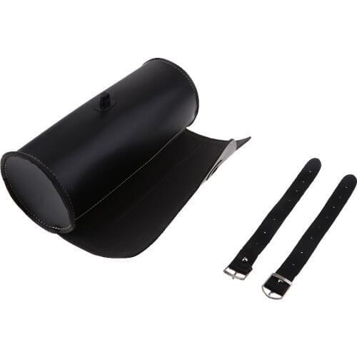 Motorcycle Fork Pouch Luggage Saddle Tool Barrel Roll Bag For Chopper Bobber - Black