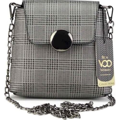Voo Gray Black Plaid Shoulder Bags