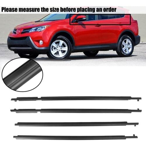4Pcs Car Outside Window Moulding Weatherstrip Seal Belt Weather Strip Rubber Trim Black For Toyota RAV4 2006-2008