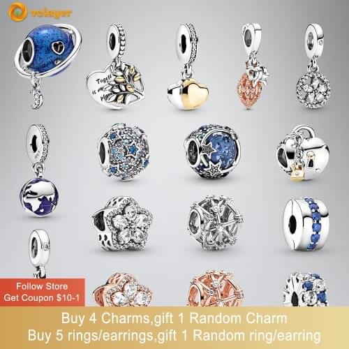 Volayer 925 Sterling Silver Beads Silver Openwork Star Constellations Charm fit Original Pandora Bracelets Women Jewelry Gift