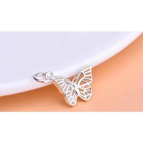 Hollow Out Butterfly Pendant S925 sterling silver jewelry accessories, handmade DIY jewelry materials homemade