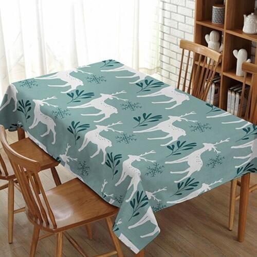 High Quality Scandinavian style deer new plant cotton linen table cloth home hotel banquet table cloth