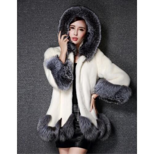 Women Mink High Imitation Thick Warm Coats Manteau Femme Hooded Faux Fur Coat Womens Plus Size 6XL 7XL WXF052