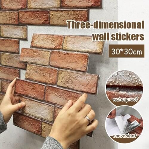 10pcs 3D Brick Wall Stickers Wallpaper Decoration Foam Waterproof Wall Covering Wallpaper For Kids Living Room DIY Background
