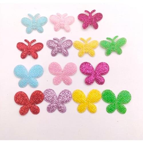 100Pcs/Lot Mixed Glitter Fabric Patches Butterfly Felt Applique for Craft/Clothes DIY Scrapbooking Accessories