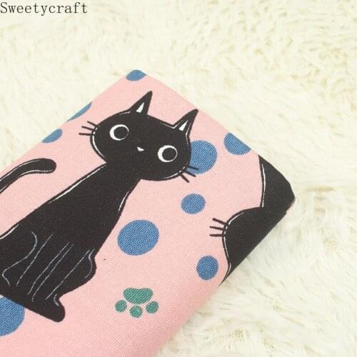 110x45cm Thick Cotton Fabric Cat Dot Print Cloth Sewing Dress Quilting Fabrics for Patchwork Needlework DIY Handmade Accessories