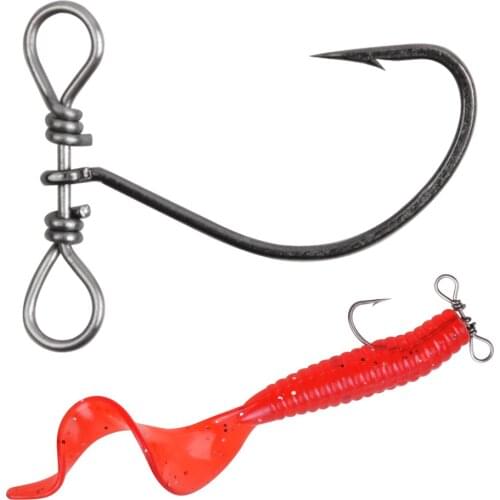 20Pcs Drop Shot Hooks in-line Down Shot Jig Rig Wide Gap Worm Bass Fishing Hook With Swivel connector For Trout lure Fishing