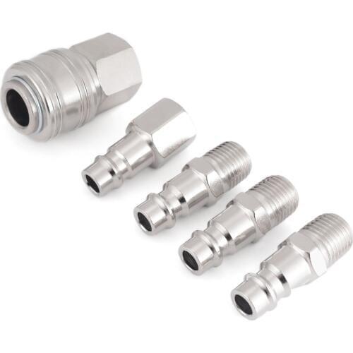 5pcs 1/4" BSP Thread Air Line Hose Compressor Connector Mayitr Euro Fittings Quick Release Set