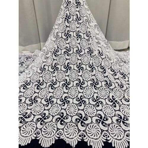 5yards/pc) High quality white African water soluble lace elegant plain color big cord lace fabric for party dress WJY005
