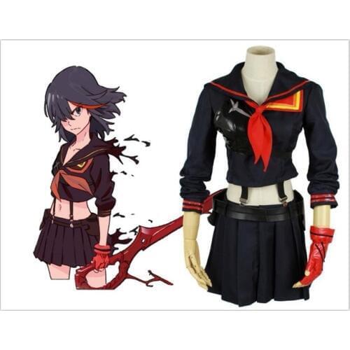 8PCS KILL la KILL Ryuko Matoi Cosplay Costumes Japanese Anime Party Halloween Costume For Women Girls Dress Costume and wig