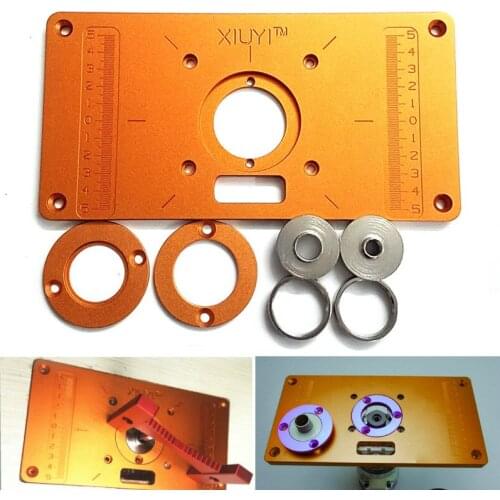 Aluminum Router Table Insert Plate W/ Bushing Ring Screw Trimming Machine Flip Plate for Woodworking Benches Trimmer