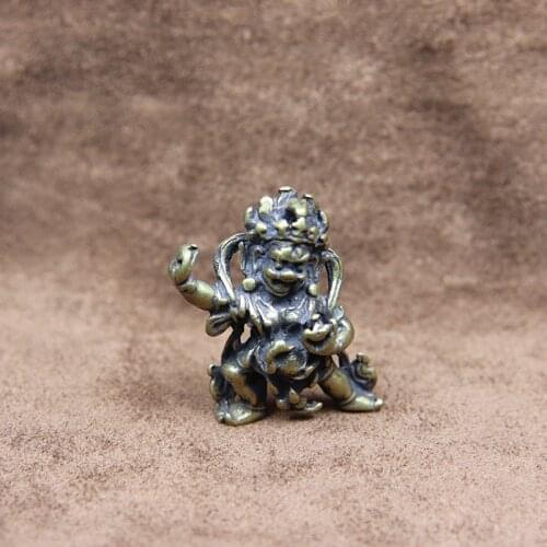 Antique Bronze Tibetan Mahakala Bodhisattva Statue Small Ornaments Home Decorations Accessories Crafts Vintage Buddha Figurines