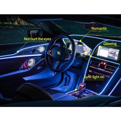 1/2/3/5M Car Light Auto Interior Flexible Led Strip Decoration Ambient Lamp Colorful Neon Atmosphere Light For Toyota Honda Ford