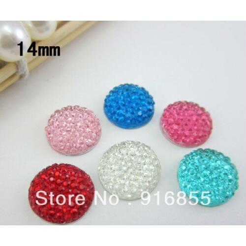 Free Shipping 24pcs Size 14mm Fashion Round Cartton Stone Multi Flatback Resin Rhinestones Beads