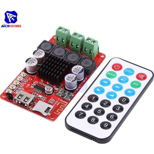 Diymore TPA3116 50W+50W Bluetooth Receiver Digital Audio Amplifier Board TF card U-disk Player FM Radio with Remote Controller
