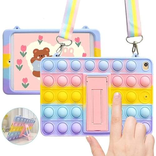 Fidget Toy Push Pop Bubble Case for iPad 9.7"inch 2017/2018 Air2/Air Rainbow Full Body Protection Cover for ipad mini 3 4/5/2/1
