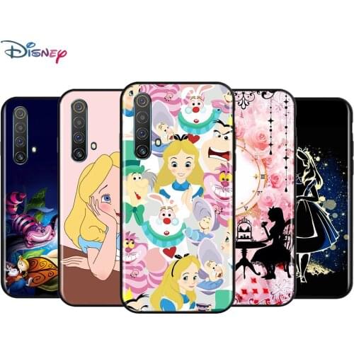 Black Soft Alice in Wonderland For Realme 7i Global C2 C3 C11 C12 C15 C17 X2 X3 Superzoom X50 XT Q2 Q2i Pro 5G Phone Case
