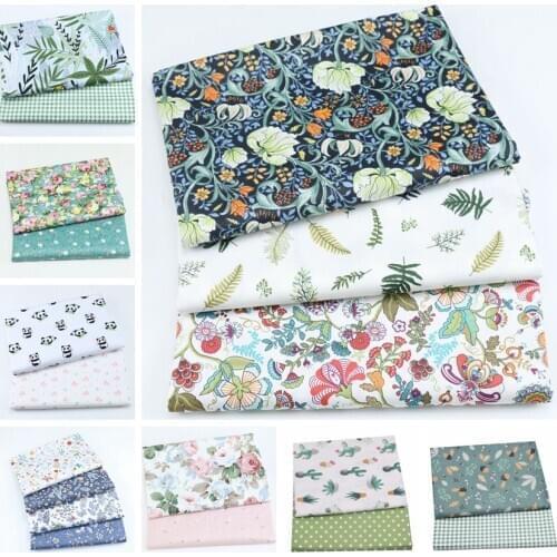 Printed Cactus Leaves Floral Twill 100% Cotton Child Fabric, Patchwork Cloth Sewing Quilting Bed Sheet Summer Fabric For Baby