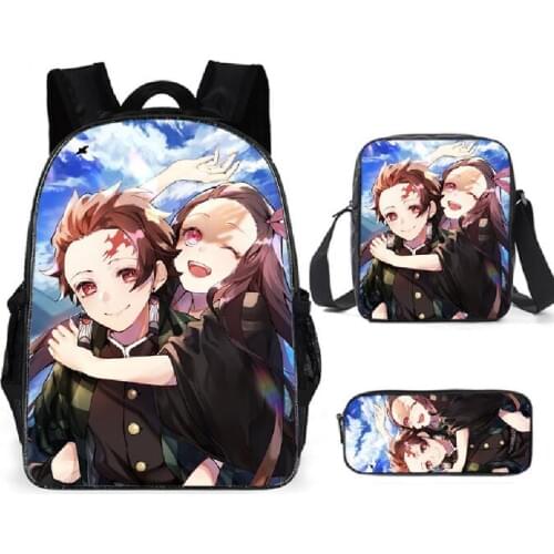 New Cartoon anime Customized Boys Girls Primary Student School Bag Set for Teenager Backpack Personized Kids Schoolbag 3PCS