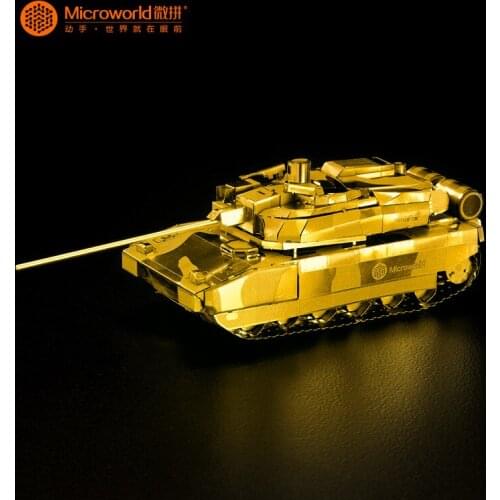 Microworld 3D metal Models Leclerc MBT Tank model DIY laser cutting Jigsaw puzzle tank model 3D metal Puzzle Toys for adult gift