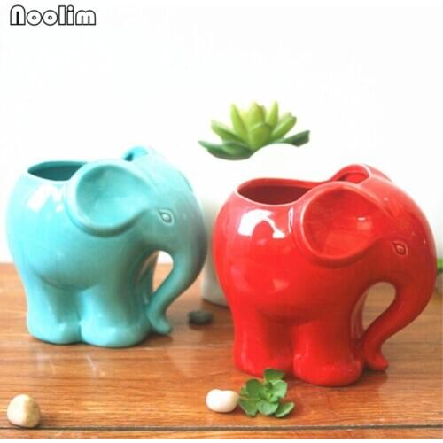 NOOLIM 1pc Minimalist Elephant White Ceramic Planter for Succulents Decorative Succulents Pot Mini Flower Pot Home Garden Decor