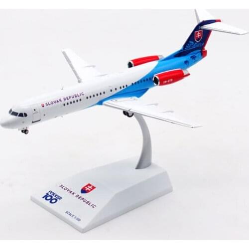 1/200 Scale Alloy Fokker 100 OM-BYB SLOVAK Airline Airplane Toy Aircraft Diecast Alloy Plane with Landing Gear Model Gift
