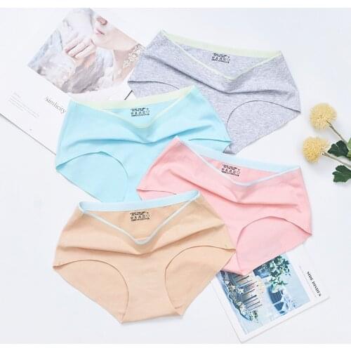 Fashion Sexy Woman Thongs Women Sexy Panties Mid Waist Solid Color Seamless Underpants Panties For Women Cotton Underwear