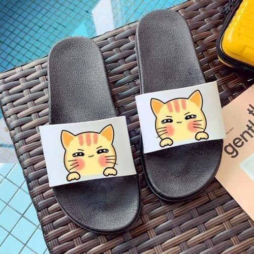 Fashion Cat Women Slippers Summer Home Slippers Indoor Bathroom Ladies Slides Flip Flops Beach Shoes Zapatillas Mujer