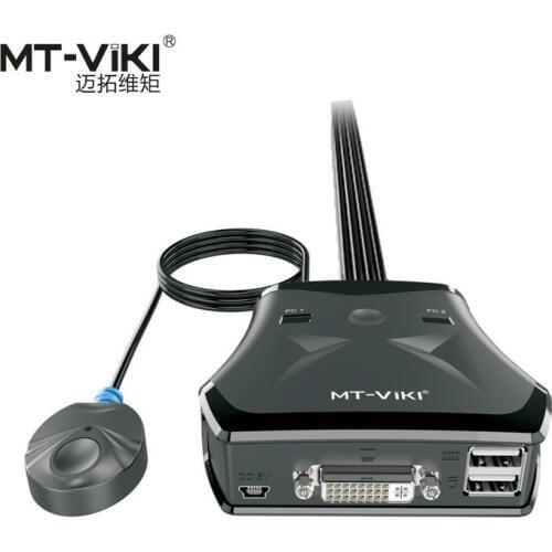 MT-VIKI 2 port dvi kvm switch with External Switch Button built in cable MT-201DL