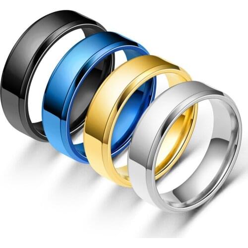 Stainless Steel 6mm Double Beveled Edge Glossy Ring Mens Ring Light Plate Raw Material Ring