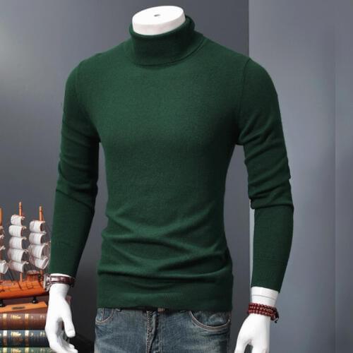 Man Sweater and Pullovers Cashmere and Wool Knitting Jumpers Hot Sale New Turtleneck 9Colors Sweaters Men Standard Clothes Tops
