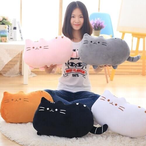 Creative Cartoon Kawaii Animals Smiley Face Biscuit Cat 100% Cotton Stuffed Soft Back Cushion Seat Cushion Plush Toy Pillow KZ14