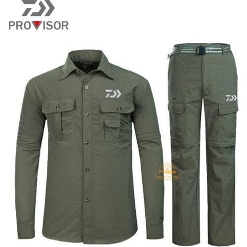 Outdoor Quick Dry Fishing Clothes Suit 2020 DAIWA Fishing Clothing Detachable Pants Men Breathable Anti Uv Fishing Shirts