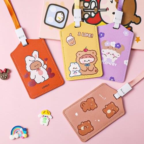 New Design 1 Piece Cartoon ID Card Cover with Neck Lanyard Cute Anime Students School ID Card Bus Card Badge Holder Card Case