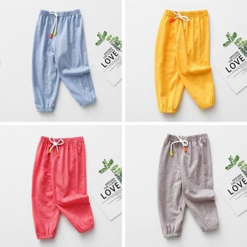 Pure Color Harem Pants Summer Thin Kids Pants Boys And Girls Anti-mosquito Pants Girl Clothes Toddler Pants 9m-4y