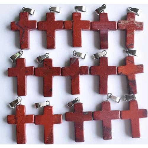 2020 fashion high quality Natural rainbow stone cross pendants charms for jewelry making 50pcs/lot wholesale free shipping