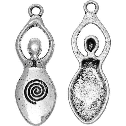 Pendants Venus Fertility Goddess Pregnancy Antique Silver Spiral 10 PCs