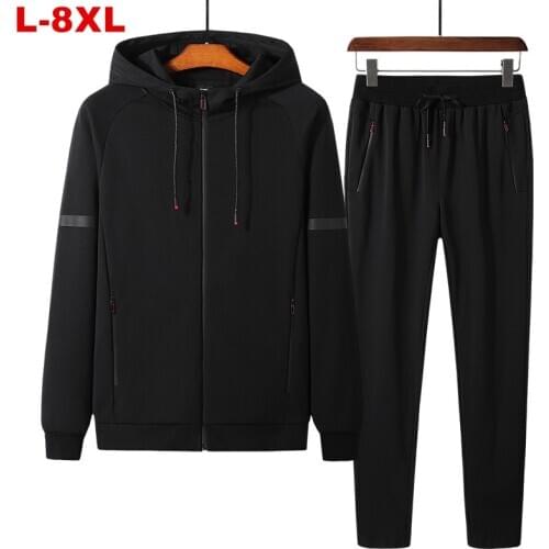 Plus Size 8xl 7xl 6xl Hooded Mens Tracksuit Sets Oversized 2 Pieces Sportswear Men Zipper Hoodie Sweatsuits Jackets Pants Male