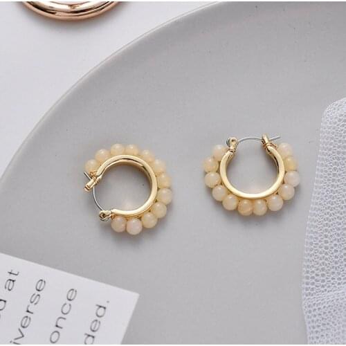 Simple fashion Korean version beautiful colorful Handmade Beaded Earrings temperament girl fashion accessories accessories gift