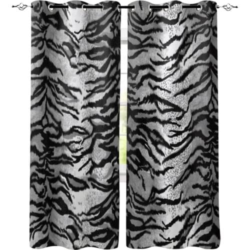 Animal Tiger Skin Black White Window Treatments Curtains Valance Room Curtains Large Window Window Curtains Dark Window Blinds