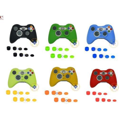 HOTHINK 9PCS/LOT Silicone Rubber Soft Skin Gel Cover Case Joystick Cap Button cover For XBOX 360 SLIM Controller XBOX 360