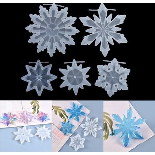 1pcs UV Resin Snowflake Pendant Silicone Mold Christmas Snowflake Epoxy Resin Mould For DIY Keychain Jewelry Making Tools