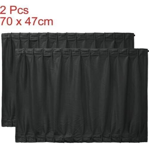 70*47CM Side Window Adjustable Car Window Curtain 70 x 47cm 2 Pcs Interior Visor Sunshade Black Universal